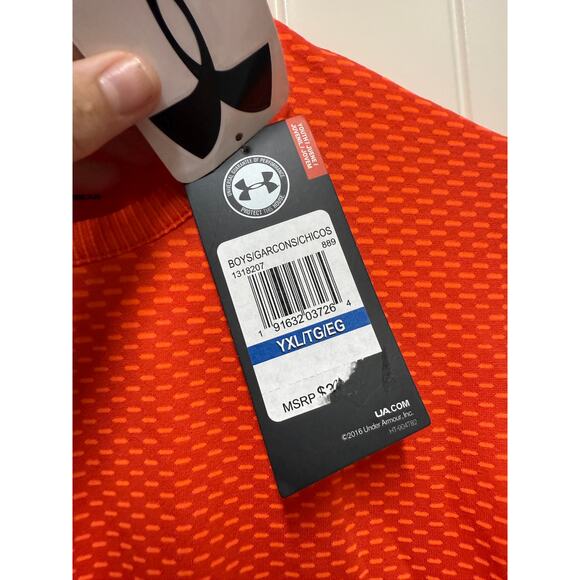 NWT Under Armour Youth Loose Fit Heat Gear Orange Long sleeve shirt Size XL - Picture 4 of 6
